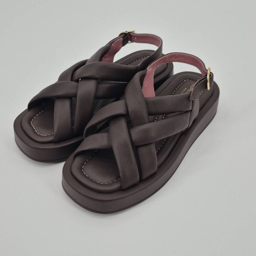 Lorenzo Mari Women's Leather Brown Sandal Size 9-9.5